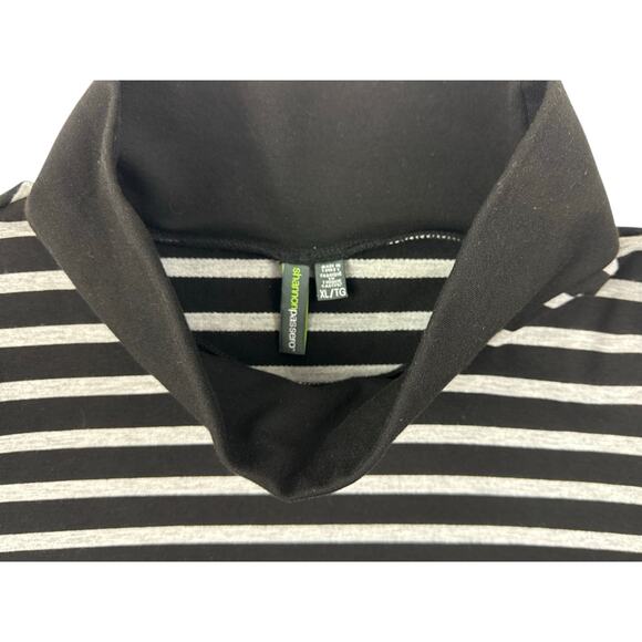 Shannon Passero Charlie Top Funnel Neck Batwing Black White Striped Knit XL - Picture 3 of 9
